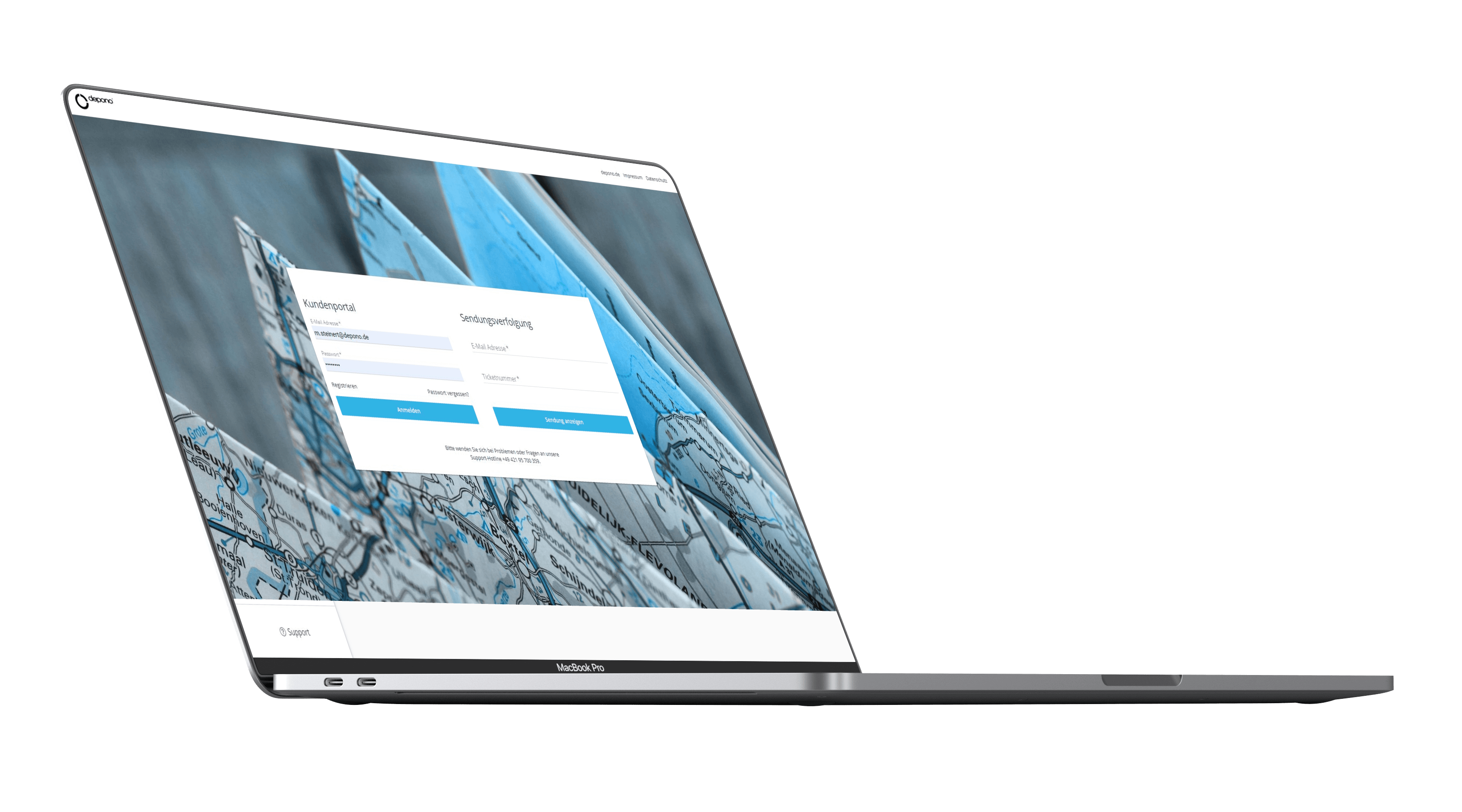 deponoConnect auf dem Notebook
